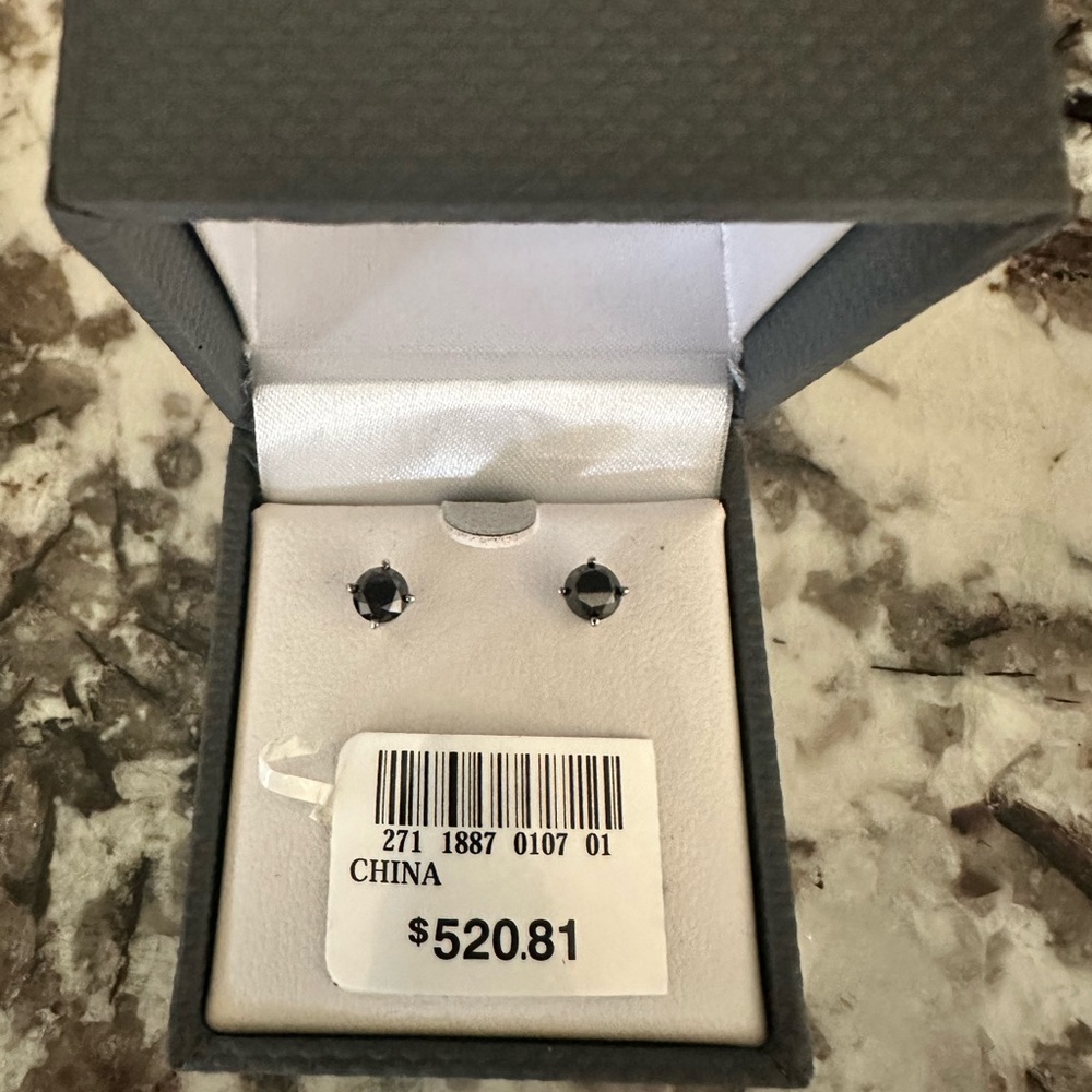 ***SOLD*** 1 carat t.w. black diamond earring studs